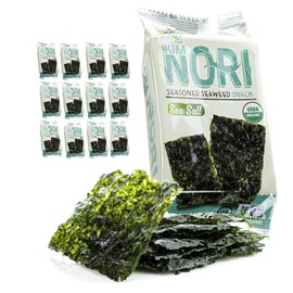 Organic Kimnori Seasoned Roasted Seaweed Snacks - 4g X 12 Pack (48g) Kim Nori - 12 Individual Packs (Sea-Salt Flavor 12 Pack)
