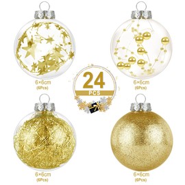 Kesote Christmas Baubles Gold 24 x Christmas Tree Baubles Christmas Decoration for Christmas Party