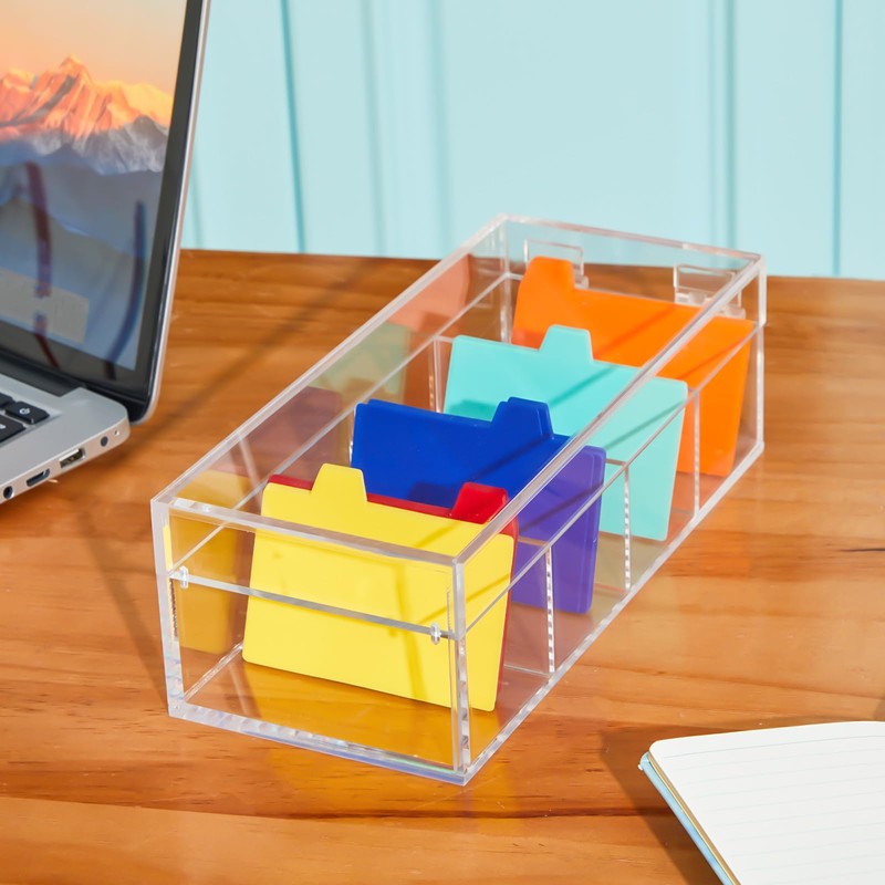 Mooliwe Index Card Holder Clear Acrylic Card Organizer 50 Pcs