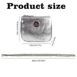 Andiker Small Crossbody Purses for Women, Reflective PU Leather Coin Purse with Silver Chain Shoulder Strap, Stylish Mini Shoulder Bag for Women for Shopping Party (Silver)