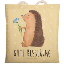 Mr. & Mrs. Panda Hedgehog with Flower Shopping Bag, yellow