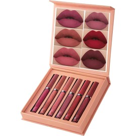 Labial Mate 6 Piezas Pintalabios Lápiz Labial Pinta Labios Juego de Maquillaje Larga Duración Hidratante Impermeable Barras de labios líquidas-Brillo de Labios para Mujeres Novia Niña (A) Larga Duración, Hidratante, Impermeable, Barras de Labios Líquidas,