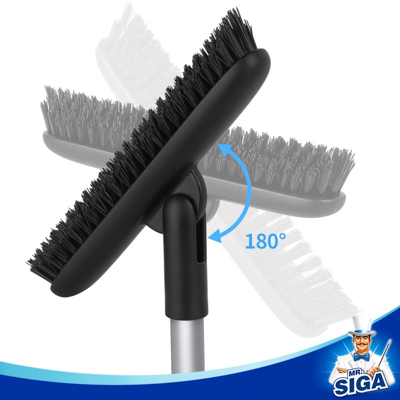 MR.SIGA Heavy Duty Grout Scrub Brush with Long Handle, Shower