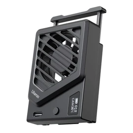 ULANZI - Ventilador de refrigeración para cámara, color negro, montaje telescópico con resorte ajustable, mini ventilador de refrigeración inteligente en tiempo real con puerto de carga tipo C,