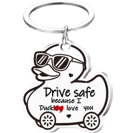 XgiftCreat Valentines Keychain for Husband Boyfriend - Drive Safe I Love You, Keyring Key Chain Birthday Valentine’s Day Funny Gifts for Her Wife Him Women Men Husband Boyfriend Girlfriend Couple