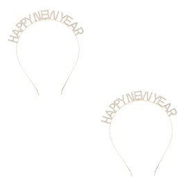 Abaodam 2pcs New Year Headbands for Women Happy New Year Hair Hoop Happy New Year Headband 2023 New Year Party Favors Happy New Year Headwear Christmas Child Decorations Zinc Alloy Crystal