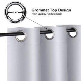 ChrisDowa Blackout Curtains 70 inches Wide for Bedroom - Extra Wide Grommet Thermal Insulated Room Darkening Curtains for Living Room (1 Panel, Greyish White, 70 x 63 Inch)