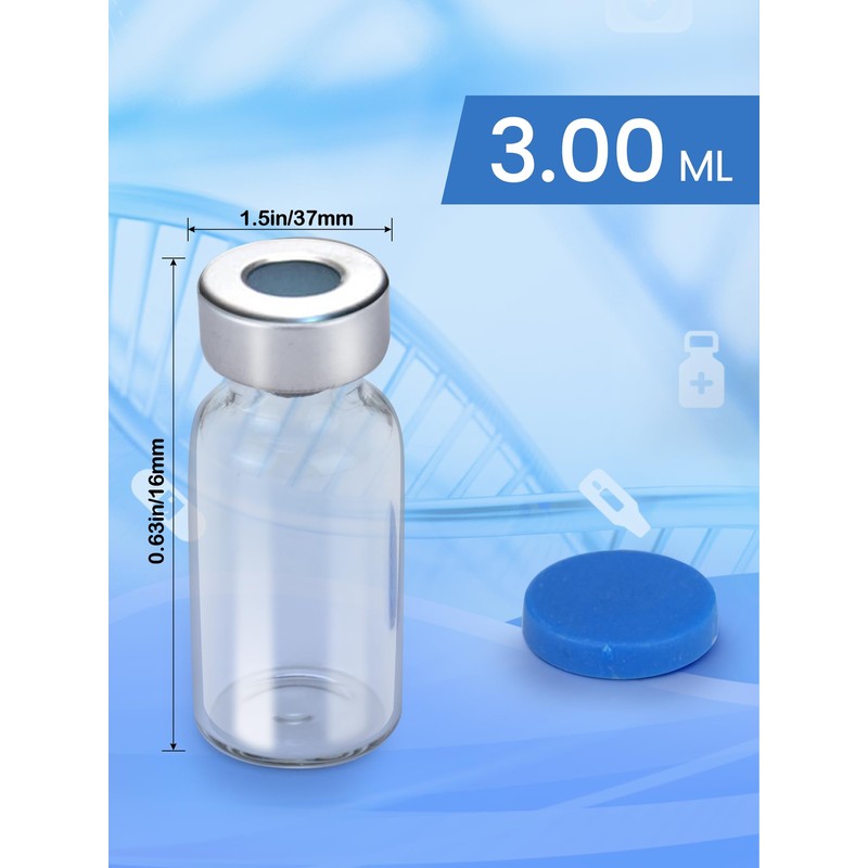 3ml Glass Vials for Injections, Self-Healing Injection Port, Empty Vials
