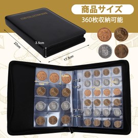 Coin Album Coin Case Coin Storage 360 Pcs Binder Zipper Coin Album Collection Holder Storage File Coin Case Commemorative Coins Vintage Money Compact Black, Classic