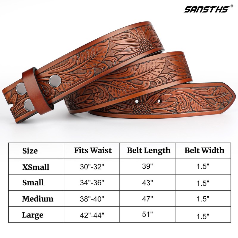 SANSTHS - Cinturones occidentales para hombres sin hebilla, cinturón de