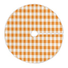 STAYTOP 47.2" Christmas Tree Skirt,Orange and White Squares Suede Xmas Tree Skir Suitable for Indoor Outdoor Holiday Party Office Store Cupboard Decoration