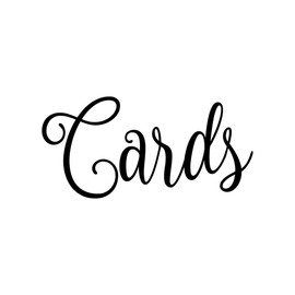 Black - Cards 7" x 3.5" Vinyl Decal Sticker - V2 - Wedding Gift Box Label - 20 Color Options
