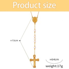 XFSRG Elegante Halskette Damen Gold Mit Kreuz Anhänger Modischer Schmuck Für Frauen Perfekt Für Jeden Anlass (Gold B)