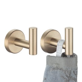 JQK Bathroom Towel Hook Champagne Bronze, Coat Robe Clothes Hook for Bathroom Wall Mounted (Pack of 2), SUS 304 Stainless Steel 0.8mm, TH100-CB-P2