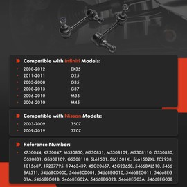 A-Premium 2 x Rear Sway Bar Links Stabilizer Bar Links, Compatible with Infiniti G37 2008-2013, EX35 2008-2012, G25 2011, G35 2003-2008, M35/M45 2006-2010 & Nissan 370Z 2009-2019, 350Z 2003-2009