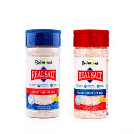 REDMOND Redmond Real Salt - Natural Unrefined Sea Salt, 10oz Fine Salt shaker with 10oz Kosher Salt Shaker