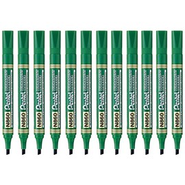 Marcador Permanente Punta Cincel Larga Duración Caja con 12 Piezas Color Verde- N860-D