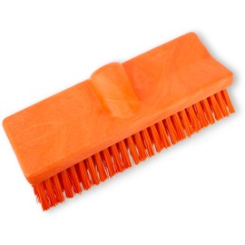 SPARTA 40423EC24 Plastic Floor Scrub Brush, Wall Brush, Equipment Brush With Nonabsorbent Bristles For Industrial Kitchens, Hospitals, Commercial Cleaning, 10 Inches, Orange