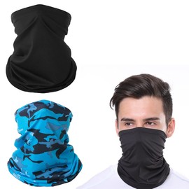 TBUQNZA Pack of 2 Tube Scarf, Loop Scarf Men & Women, Seamless Bandanas, Multifunctional Scarf, Neck Warmer, Windproof, for Outdoor Skiing, Motorcycle, Running, Cycling, black