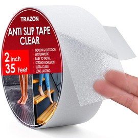 Grip Tape - Heavy Duty Anti Slip Tape Clear Outdoor/Indoor 2In*35Ft, Non Slip Roll/Stickers Easy to Cut Waterproof for Bathtub, Shower Floor, Pool, Stairs Safety Non Skid, Comfortable for Bare Foot