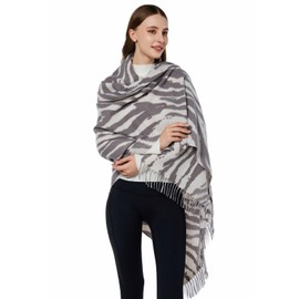Yuancadors Grey Zebra Print Pashmina Scarf Shawl Wraps for Women Winter Cashmere Feel Warm Scarves Large Blanket Shawls for Weddings Travel