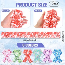 Hanaive 12 Pcs Cooling Neck Wraps with Button Tie Dye Neck Cooler for Hot Weather Ice Cooling Bandana Scarf for Summer Heat Men Women (Various Color)