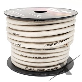 Full Tilt 8 Gauge CLEAR 50' Tinned OFC Oxygen Free Copper Power/Ground Cable/Wire