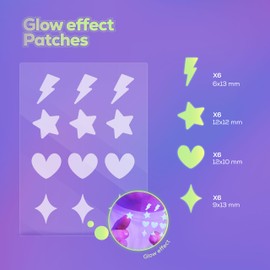 Hanhoo Glow Blemish Patch, 24 Count, Glow in the Dark Pimple Patches, Multi-shaped Zit Stickers, Reduces Size of Blemishes, Acne Spot Treatment, Gentle Blemish Care, Korean Skincare
