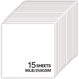 15Sheets White Cardstock Paper 12x12 Card stock for Cricut, Thick Construction Paper for Card Making, Scrapbooking, Craft 90 lb / 250 gsm (White)