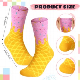 Glitopper Ice Cream Socks Funny Crew Cotton Drip Socks for Women Colorful Novelty Crazy Cute Stockings Ice Cream Themed Gifts(Pink)