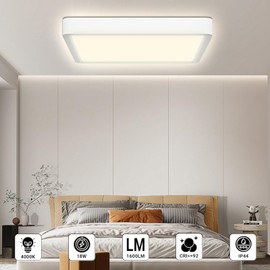 LQWELL® Ceiling Light LED Ceiling Light, IP44 Waterproof Bathroom Lamp Square Flat 18 W 4000 K 1600 LM Modern Simple Lamp Thin for Living Room Bathroom Bedroom Kitchen Hallway Basement Office 220 x 24