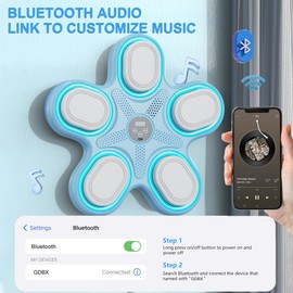 EPHESPORT 2025 Music Boxing Machine for Kids Ages 6-12+, Wall Mounted Smart Bluetooth Boxing Machine with Boxing Gloves, Electronic Boxing Target with 9 Modes&Speeds, Boxing Games for Home Workout