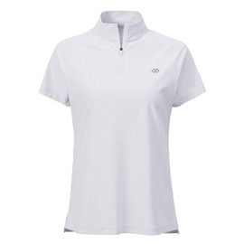 MoFiz UV Shirt Women's Short-Sleeved Rash Guard 1/4 Zip UPF 50+ Swimming Shirt Quick-Drying Surfing Functional Shirt, White, XXL