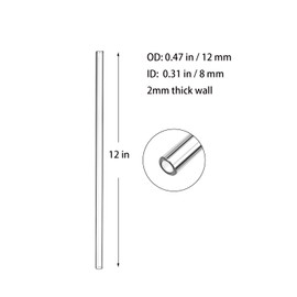 Borosilicate Glass Tubes 12 Inch Long 12mm OD 2mm Thick Clear Tubing for Glass Blowing kit, Crafting, Experiments, Borosilicate Tubing Blowing Starter Kit with 8 Tubes and 2 Brushes for Beginners
