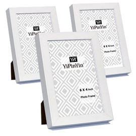 6 x 4 Inch Photo Frame Set of 3, White Boxed Garllery Picture Frames 4 x 6'' 3Pack With Perspex Window for Tabletop or Wallmounted,Oxford Modern Thin Picture Frame 4 x 6 Inch