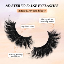 MOTIBACK 7 Pairs Thick False Eyelashes，Wispy Natural Look Fake Eyelashes，Cat Eye Faux Mink Fluffy Strip False Lashes，Fox Eye Lashes Extension D Curl Set for Women