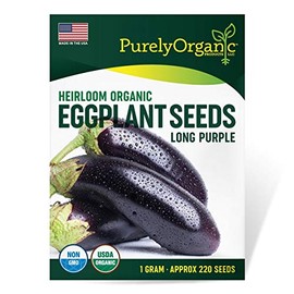 Purely Organic Heirloom Eggplant Seeds (Long Purple) - Approx 220 Seeds