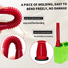 NOEAIKE Gas Can Spout Replacement,6-Pack Gas Can Nozzle Old Style with Flexible Hose for Most 1/2/5/10 Gallon Oil Cans-Gas Tank Cap,Included Sealing Rubber Ring,Nozzle Cap,Base Cap(RED)