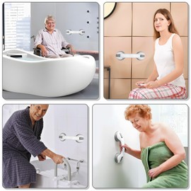 12 Inch Grab Bars for Bathtubs & Showers - 2 Pack Strong Suction Handles, Bathroom Safety Bars for Seniors, Elderly, Shower Chair Safety Bars, Includes 1 Bath Ball.