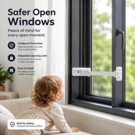 Adjustable Window Safety Lock for Childproofing – Sliding Door & Window Opening Limiter for Home Protection
