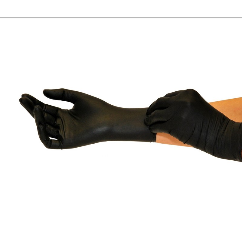 Nitrile Gloves, Box of 100 (S, Black) Disposable Gloves, Examination