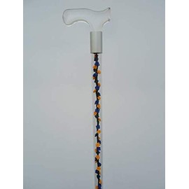 Elegant Acrylic Designer Walking Cane (35", Blue & Yellow Silk Roses)