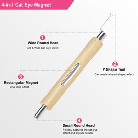 HungGato 4-in-1 Cat Eye Nail Magnet Tool with Heart Shape, Magnetic Nail Art Pen Stick for 3D Cat Eye Gel Polish, DIY Nail Art Design, Salon and Home Manicure Supplies