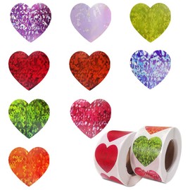 2 Rolls 1000 Pieces Heart-Shaped Decorative Stickers, SourceTon Love Decorative Sticker Heart Labels for Valentine's Day, Anniversaries, Scrapbook, Party Favor Supplies