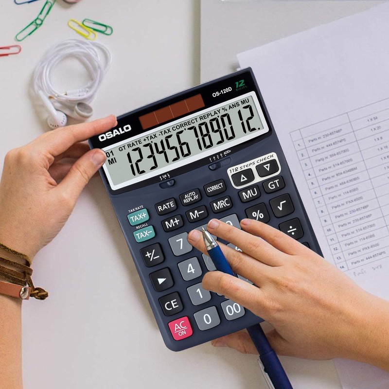 OSALO Desktop Calculator Extra Large Display Big Number with Check