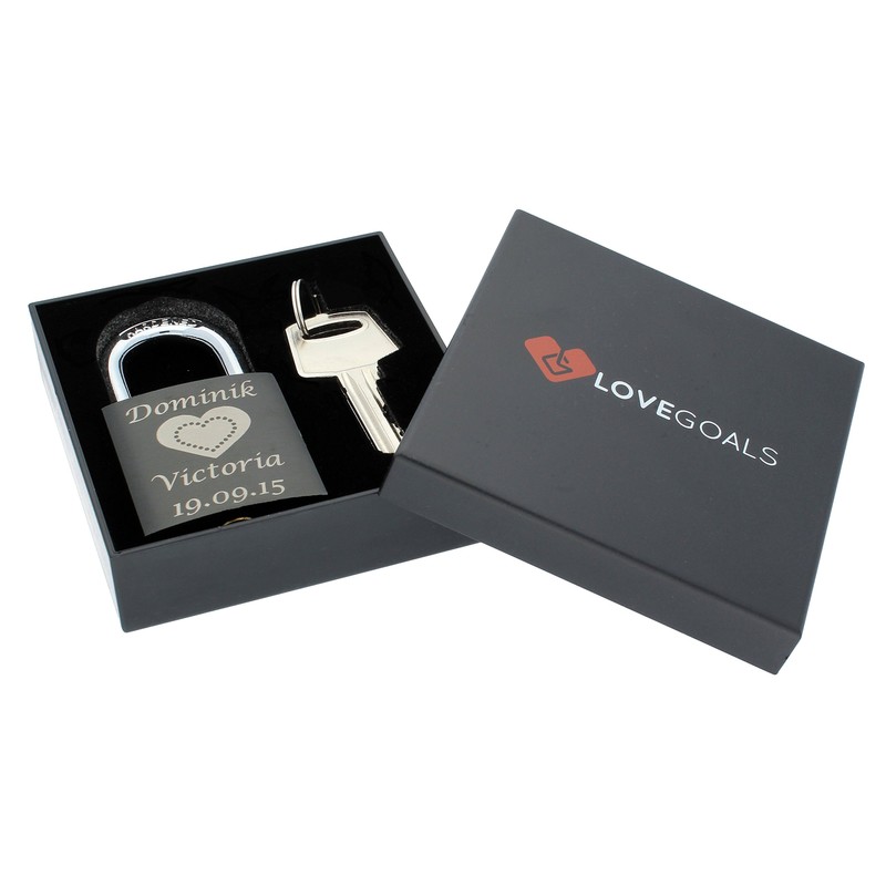 Love Goals Love Padlock with Engraving and 2 Keys, Individual,