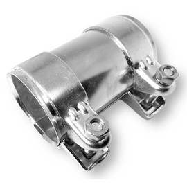 Exhaust Clamp, Pipe Connector, Double Clamp, Exhaust System (Stainless Steel Clamps & Pipe, Diameter 55 mm, Length: 125 mm)