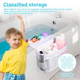 SHENGYIG Bath Net Storage Large Capacity with Double Pocket | Bath Toys and Bath Accessories Organiser | Saves Space, Dries Quickly