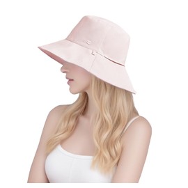 Lanzom Lightweight Quick Dry Bucket Hats for Women Packable Summer Beach Sun Hats with Strings for Travel(US, Alpha, Medium, Large, Pink)