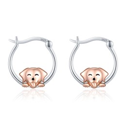 JUSTKIDSTOY Dog Earrings for Women 925 Sterling Silver Cute Puppy Dog Hoop Earrings Pet Jewelry Birthday Gifts for Dog Lovers